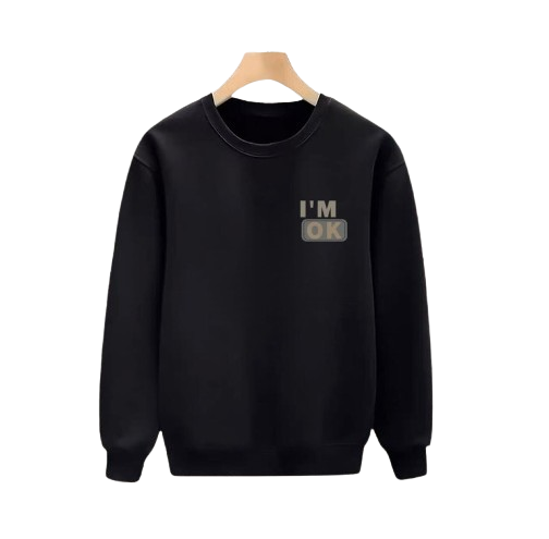 (I'm OK)100% cotton round oversize printed sweatshirt